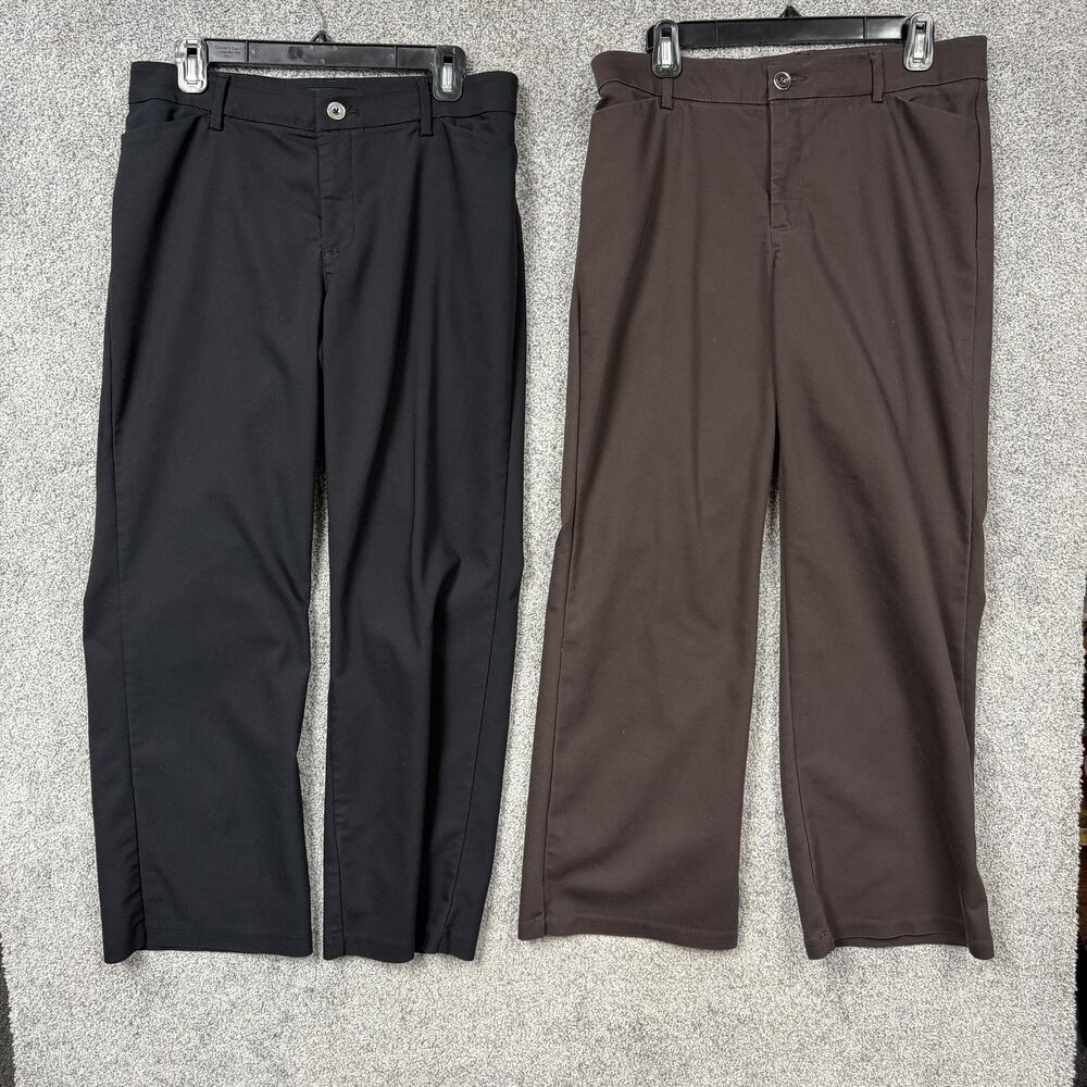 Lee Flex Motion Trouser Pants Womens 10 Short Lot 2 Black Brown Corporate Core